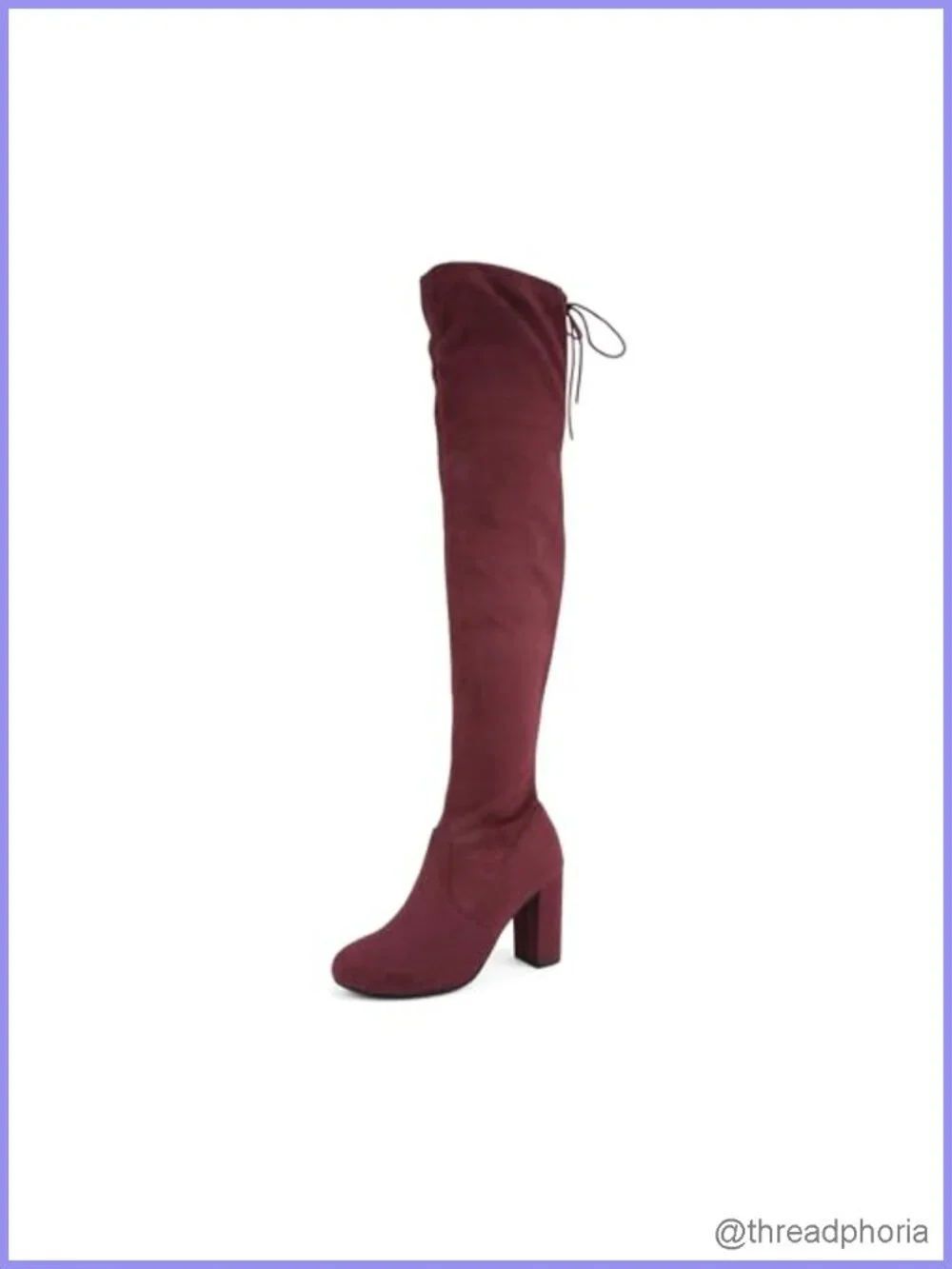 Soda Glora Women Round Toe Drawstring High Heel Over the Knee Boots in Vegan